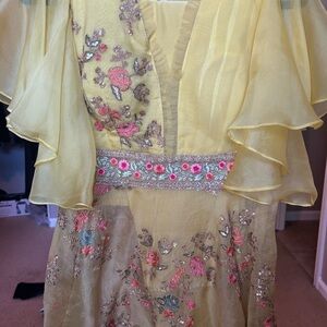 Floral Embroidered Yellow Dress